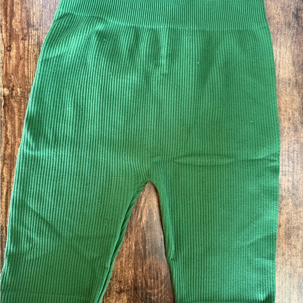 Zara Ribbed Emerald Green Kids Leggings